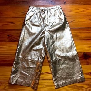 J. Dosi Gold Leather Gaucho Pants, EUC, 0